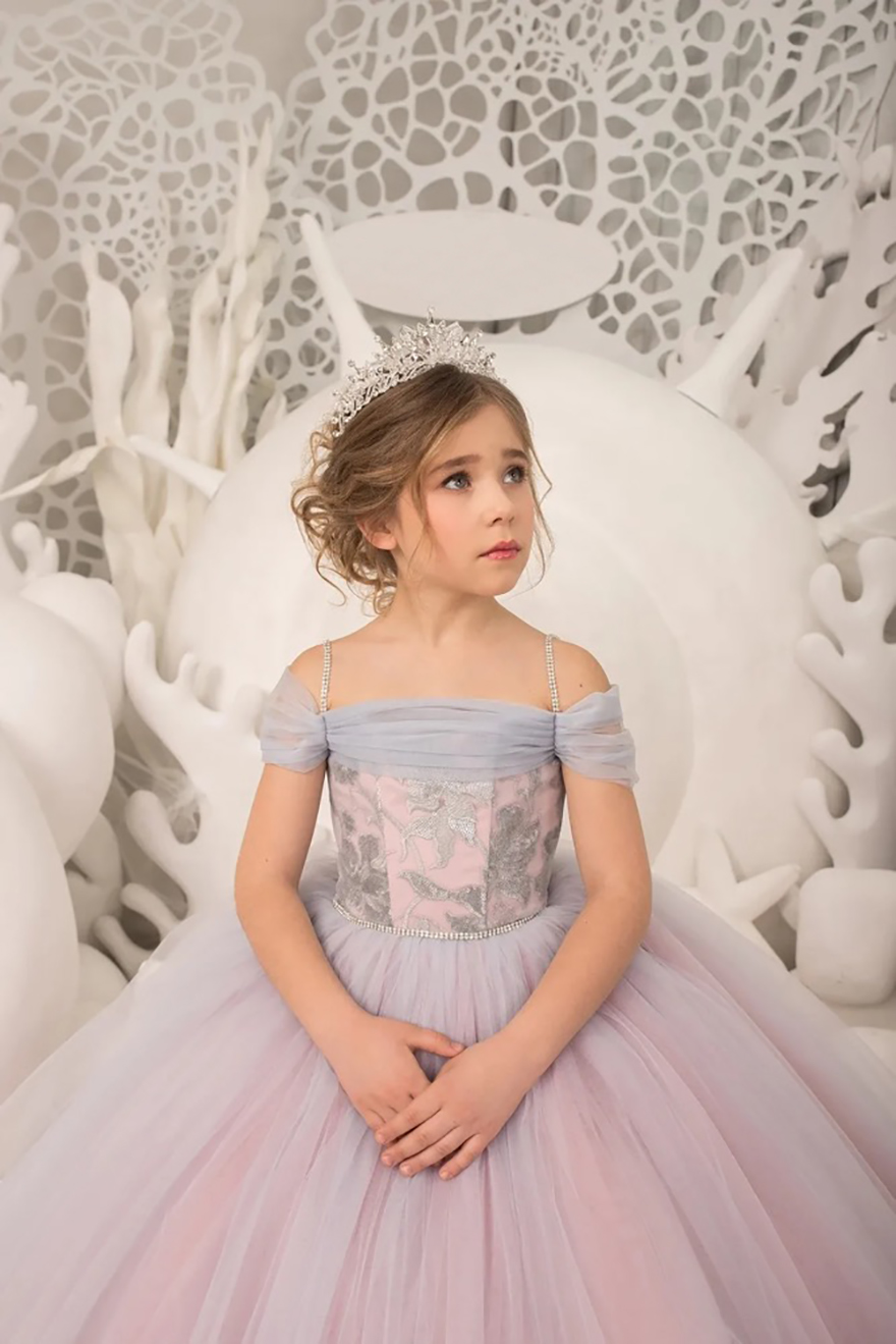 Tulle Ball Gown Toddler wer Girl Dresses Layered Ruffles Piping Purple Little Glitz Girls Pageant Dress