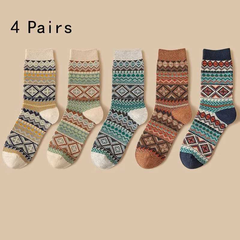 Socks mens autumn and winter in the tube cotton socks double needle double road retro national wind thicken sweat-absorbing odoXJ241019