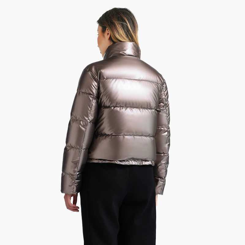 Women's Down Parkas Santelon Winter Thick Parka Short Cushion Inflatable Jacket Womens Fashion Solid Gold Grey Outdoor Leisure Warm Jacket Y24101