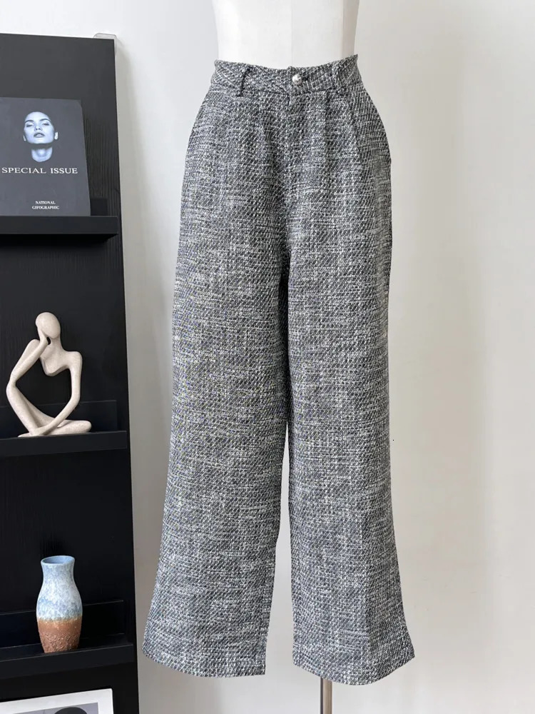 High Quality Tweed Two Piece Set Women Jacket Coat Pant Suits Fashion Casual 2 Sets Outfit Conjunto Femininos 241019