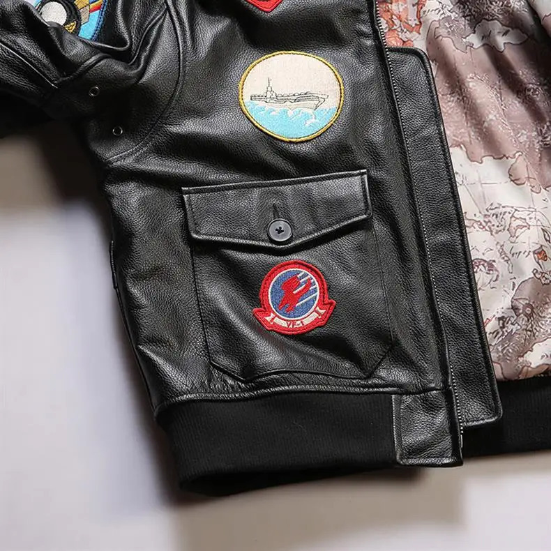 Men Pilot Genuine Leather Jacket Fashion 17 mark G1 pilot jacket Wool Collar Cowhide Winter Coats 241018