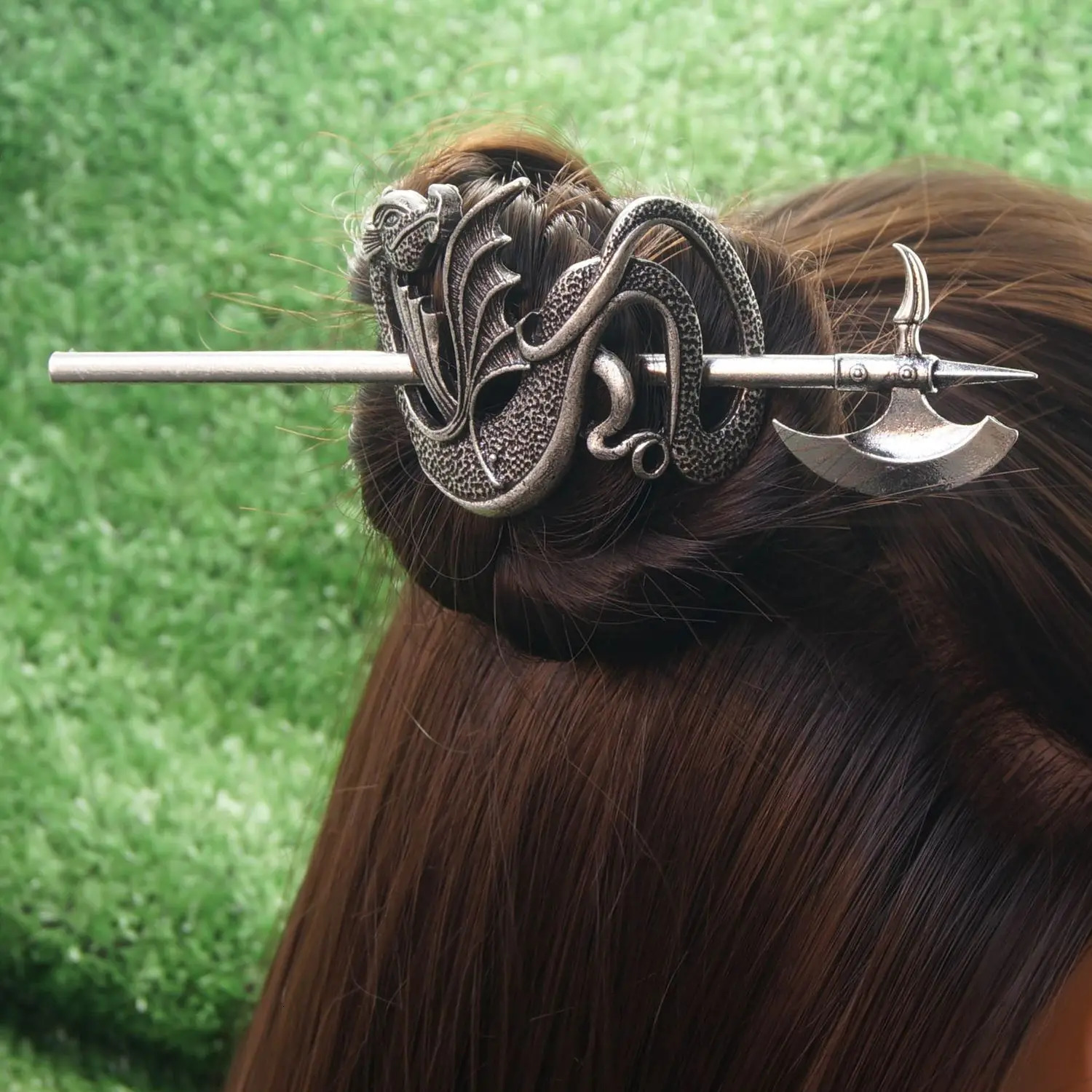 Vintage Viking Celtic Dragon Knot Hair Clip Skull Sword Hair Clip Female Hair Decoration Gift 241018