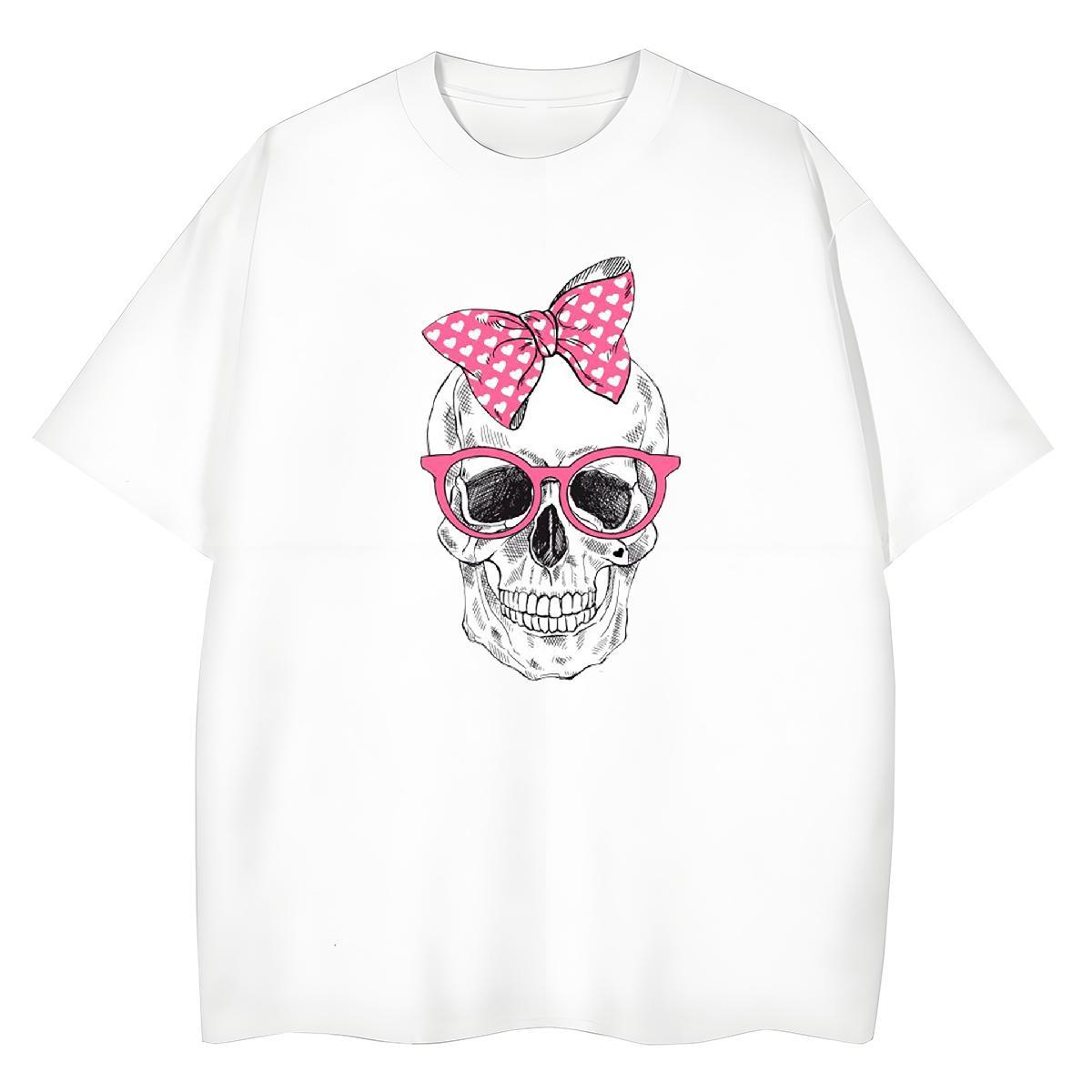 Classic Womens T Shirts 230g Cotton Short Sleeve O-Neck Home Outdoor skull Unisex Tshirts Designer White Plus Size Tees Shirts
