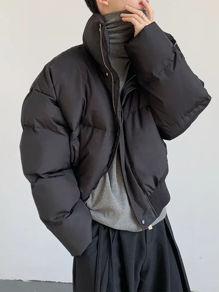 Short Parkas mens retro chic street fashion minimalism Korean autumn basic unisex jacket rack collar Gothic 241019