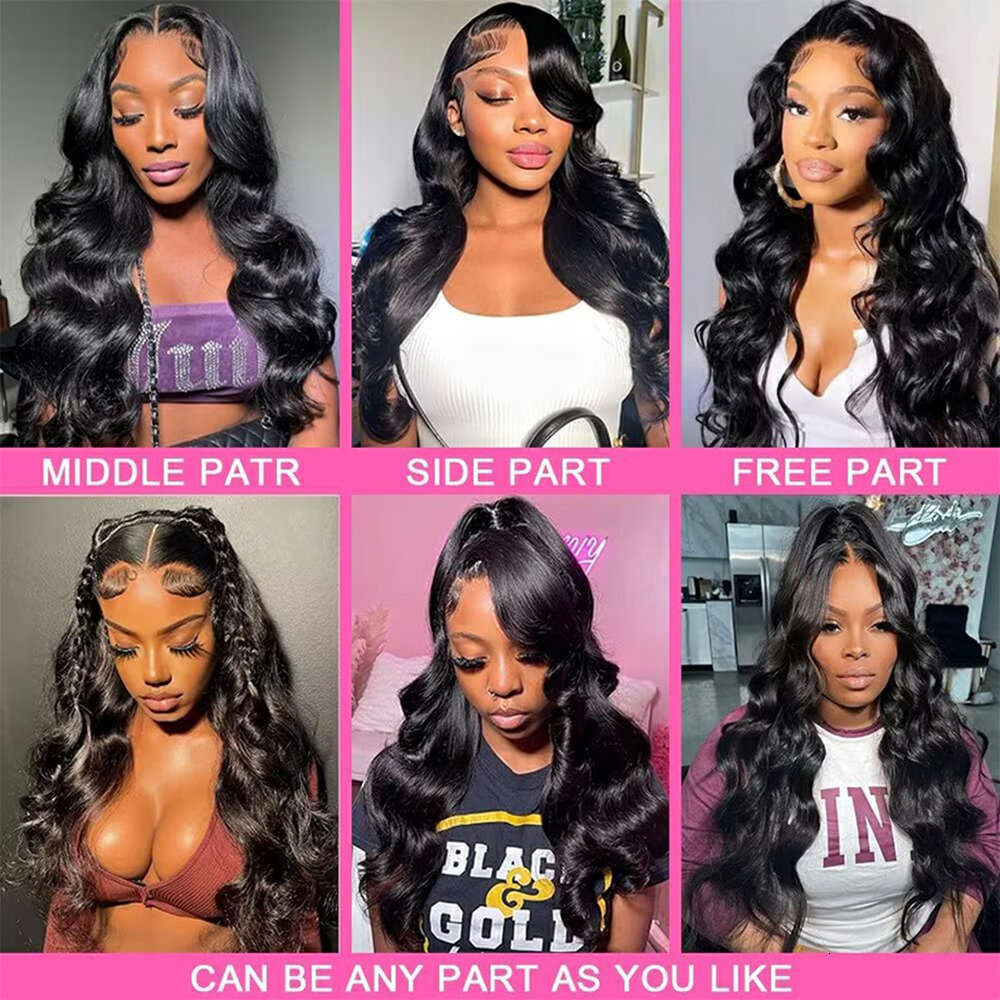 200 Density Body Wave 360 Full Frontal Human Hair For Women PrePlucked 32 38Inch Water Wavy 13x4 13x6 HD Lace Front Wig