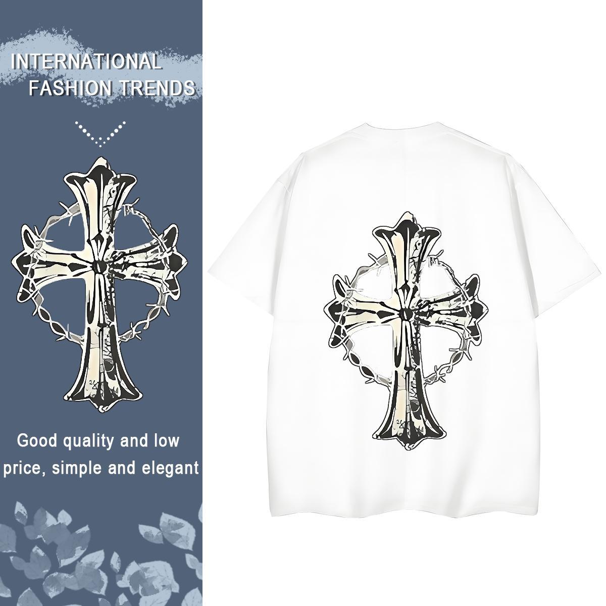 New Arrival T-Shirts 230g 100% Cotton Breathable Short Sleeve Casual Sport The Cross Women Tees Comfortable Cartoon Anime Clothes