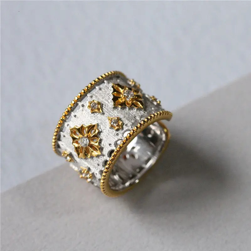 retro style womens wedding party open ring all zirconia carved finger ring jewelry gift 240925