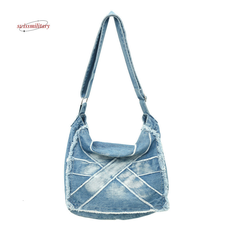 Western vintage denim crossbody for men and women commuting couple casual shoulder bag large capacity student backpack #33 swissmilitary