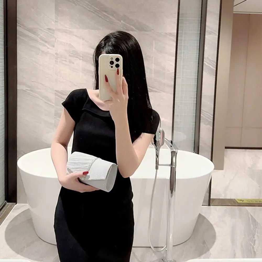 Fashionable womens luxury sequin clutch evening bag flash banquet handbag womens chain shoulder bag dinner bag wedding party Y241019