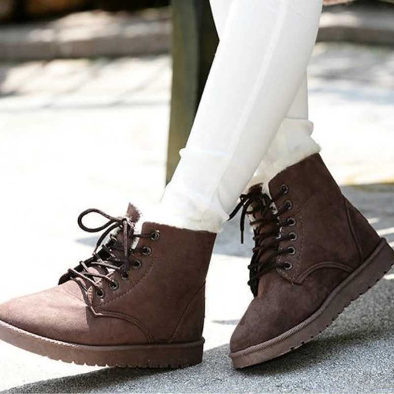 Womens long boots winter student long boots short tube warm lace flat shoes cold resistant and non slip Korean cotton ankle boots Y241019