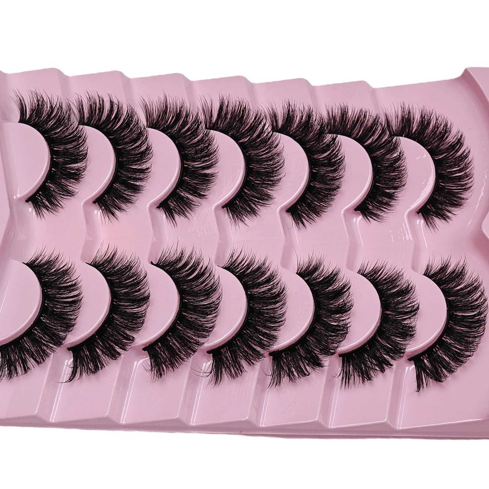 7 Pairs False Eyelashes Wispy Lashes Natural Look Fake Eyelashes Cat Eye Lashes Fake Fluffy Strip False Lashes PackXJ241019
