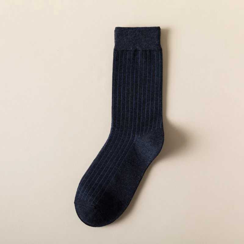 Autumn and Winter Men Socks Solid Color Thick Thread Knitting Socks Men Simple Men Medium Length Socks calcetines hombreXJ241019