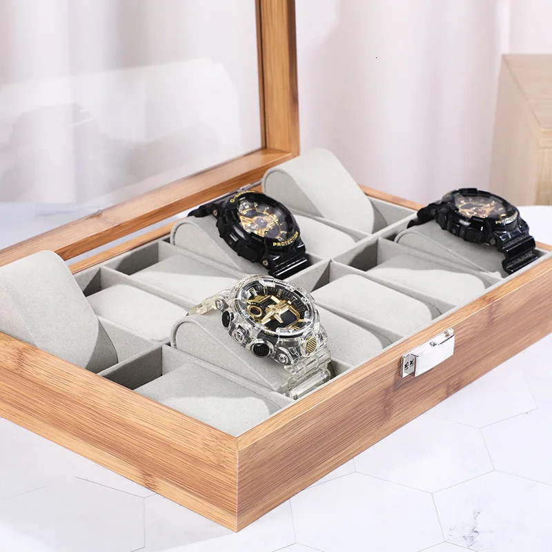 The latest handmade eco-friendly Chinese style 3/6/10/12 slot watch box for 2024 bamboo watch storage box used for gifts 241018
