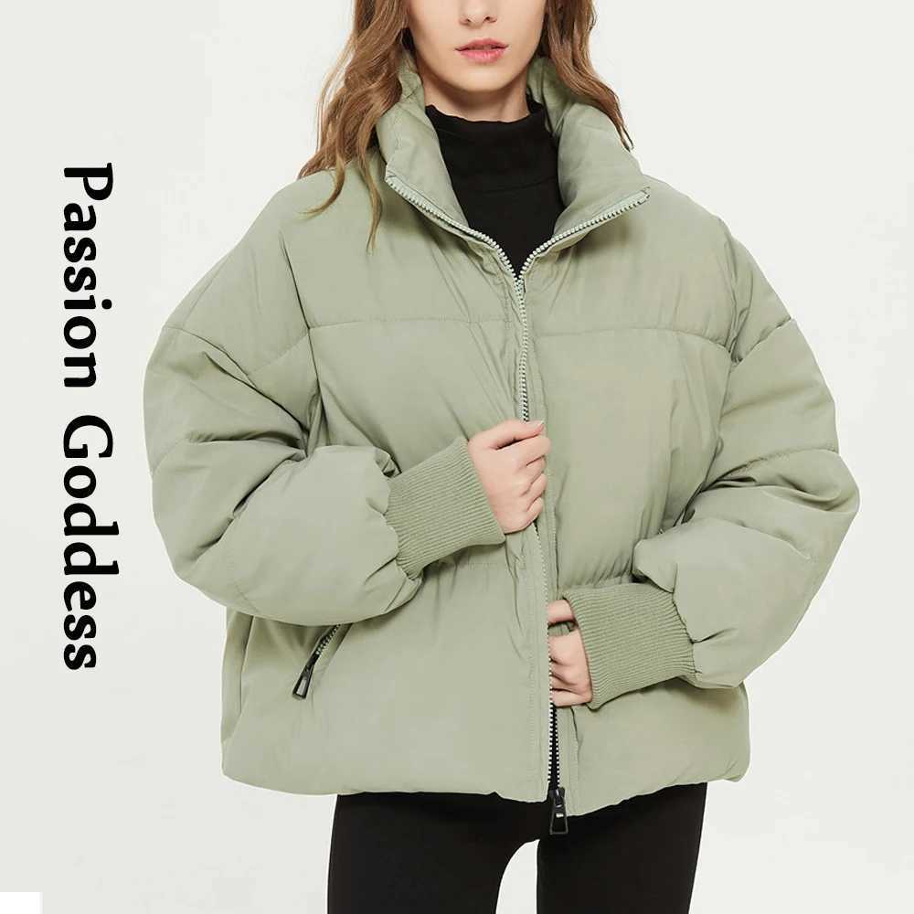 Women's Down Parkas Winter Women Thick Warm Puffer Jackets Loose Bubble Coat Parkas Down Outwear Stand Collar Zipper Casual Solid Jackets Parka C
