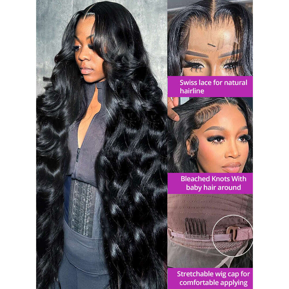 13x6 Hd Frontal Body 250 Density Human Hair 40 46 50 Inch Loose Water Wave Lace Front Wig Preplucked For Women