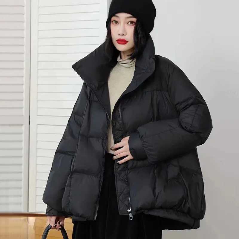 Fall Winter New Down Coats Jacket for Women Simple Solid Color Casual Literary Down Jackets Thickened Warm Snow Short OuterwearsX241019