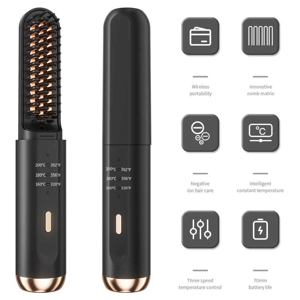 Cordless straightener for men fast heating electric straightener multifunctional wireless thermal comb W240807