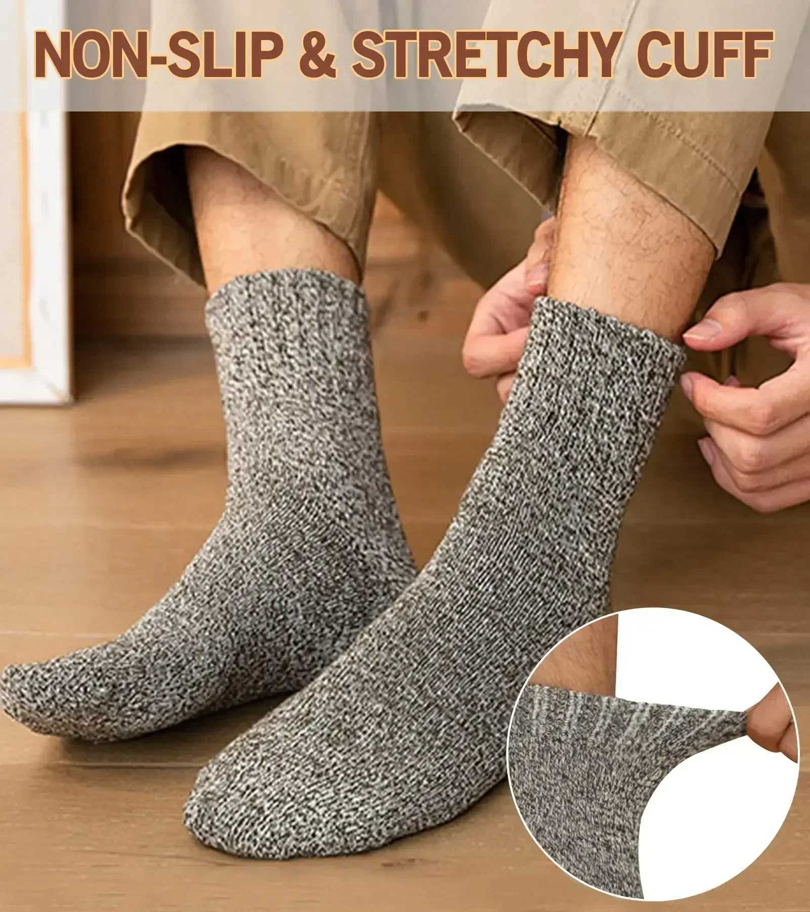 5Pairs Winter Warm Women Socks Wool Male Men Socks Super Thicker Solid Socks Merino Wool Socks Against Cold Snow Terry SocksXJ241019