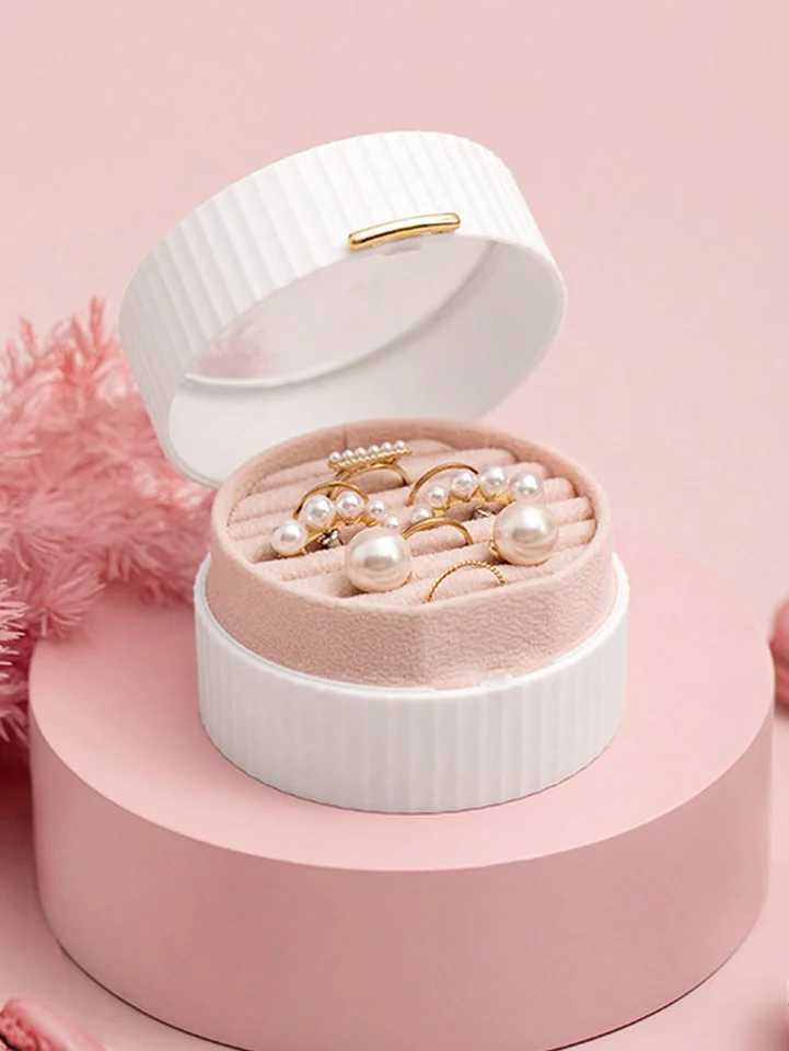 1 travel jewelry box circular ring storage box used for rings pendants earrings necklaces organizer storage racks small bead treasure boxes W241019