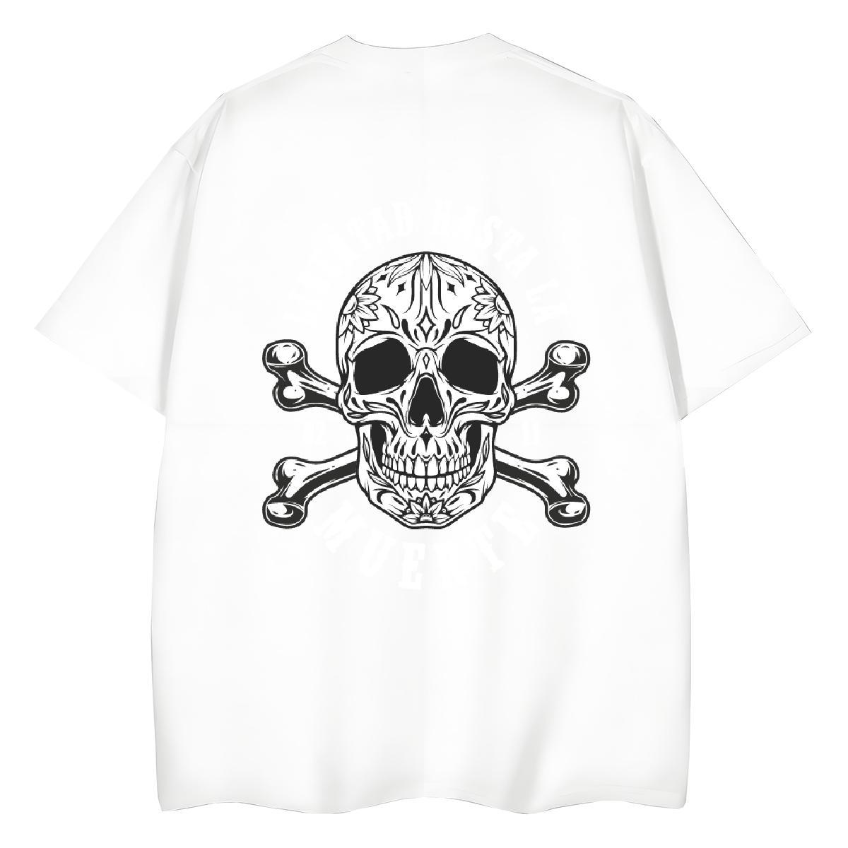 2024 DIY T shirt 230g Cotton Round Neck Short Sleeve Street Casual skull Woman Tshirt Unisex Plus Size Custom Clothings