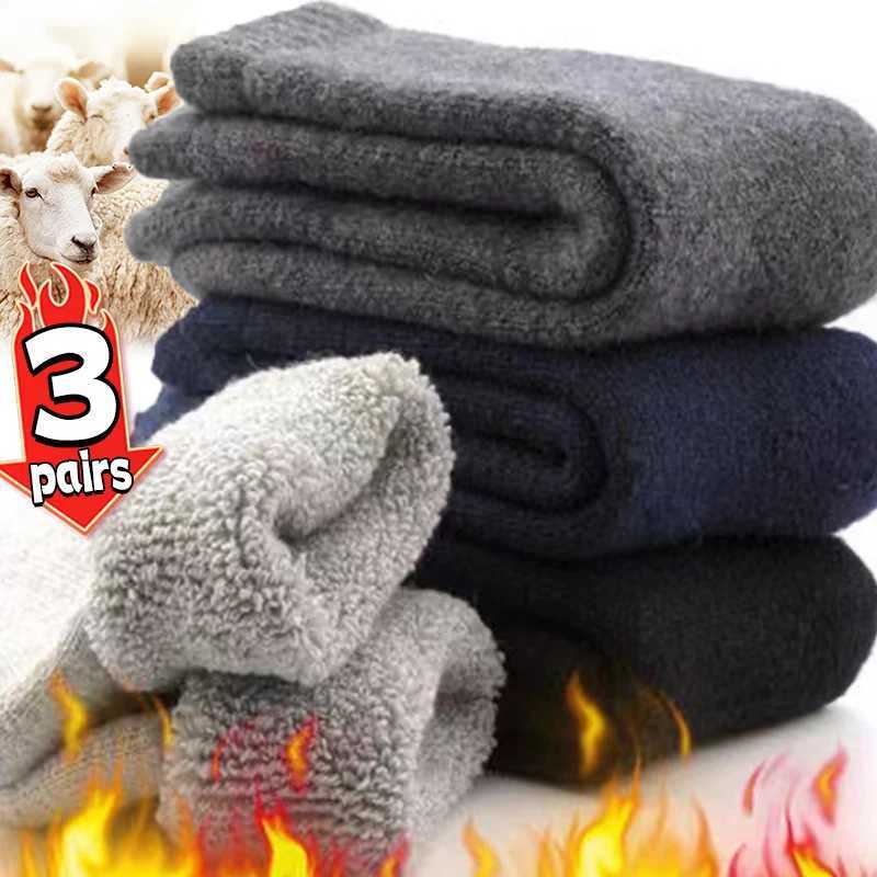 3pairs Winter Super Thicker Warm Socks Wool Male Men Women Sock Solid Socks Merino Wool Socks Against Cold Snow Terry SockXJ241019