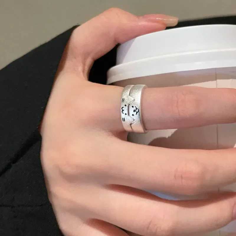 1/2Pcs Cartoon Dog Cat Couple Ring Female Cute Animal Finger Ring Simple Design Adjustable Lover Friendship Fashion Jewelry Y241019