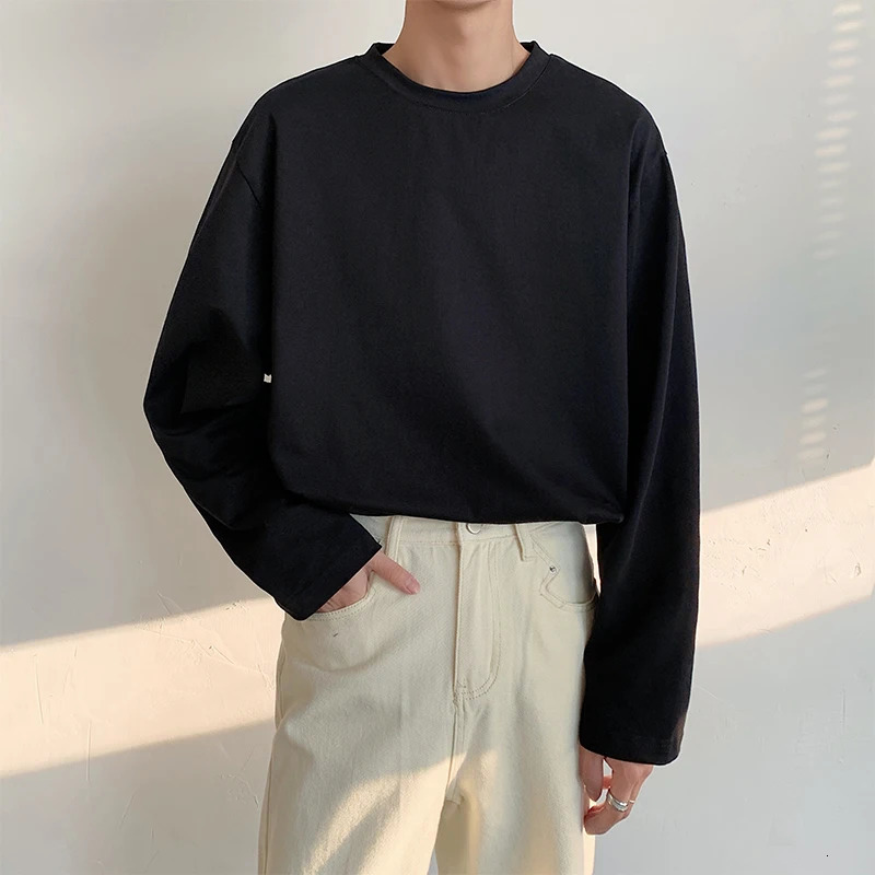 Spring T-shirt Mens Long Sleeve Cotton Top Mens T-shirt Basic Plain T-shirt Womens T-shirt Underwear XS-5XL 241018