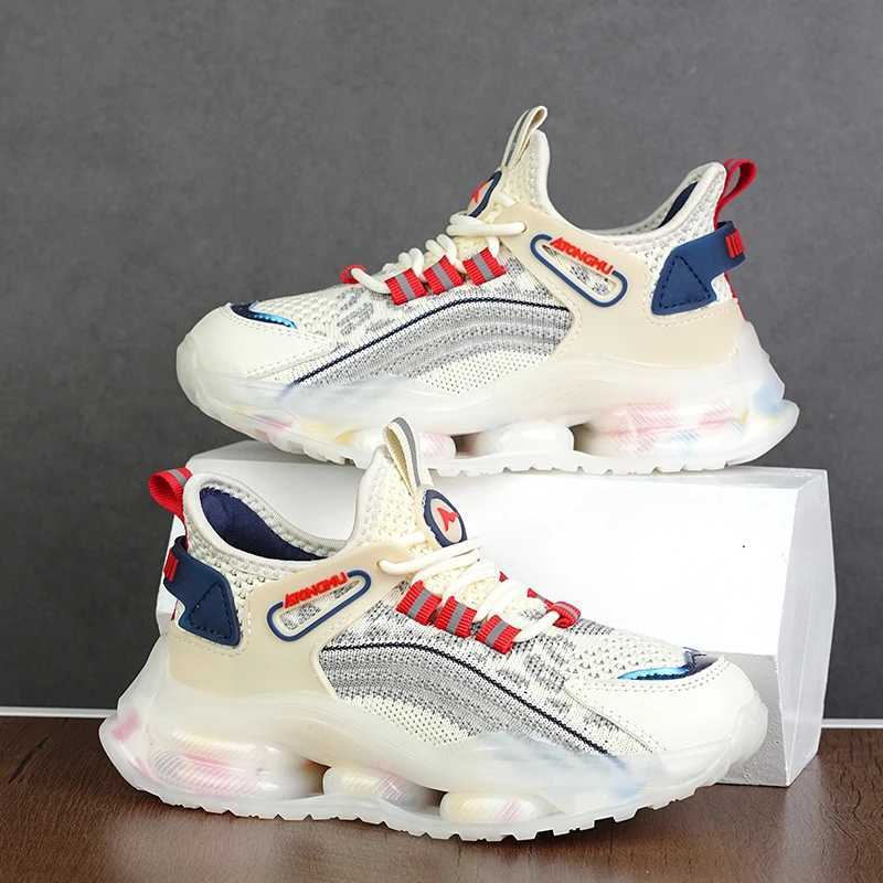 Athletic Outdoor 2024 Autumn New Childrens Sports Shoes Boys Casual Sports Shoes Breathable Knitted Mesh Running Shoes Childrens Lightweight Tennis Sh