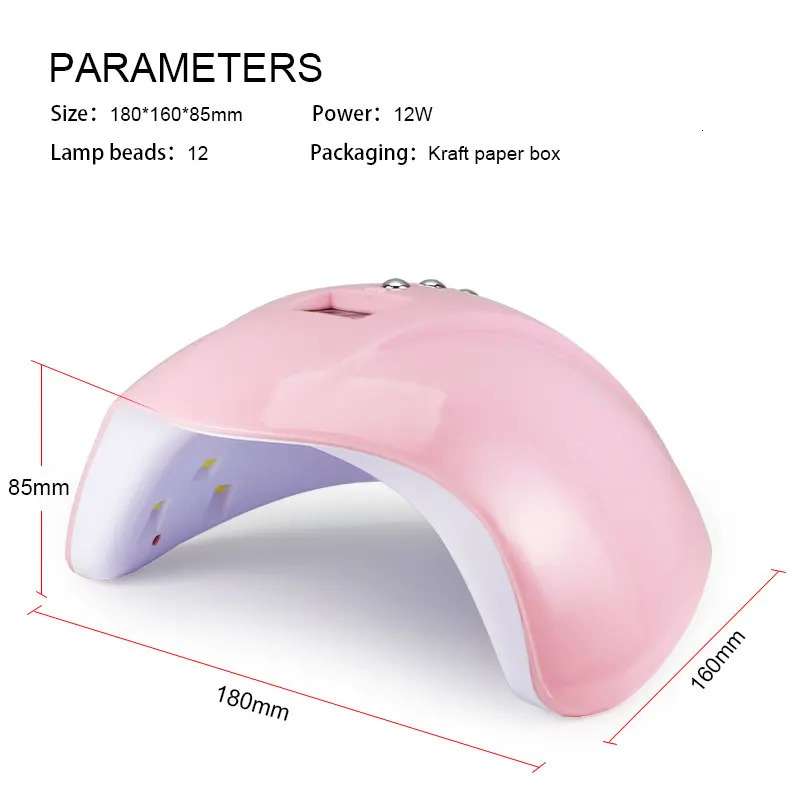 Arte Clavo UV LED nail lamp for ergonomics 12W 60S/120S gel nail polish dryer nail art tool for fast curing gel decal varnish 241018