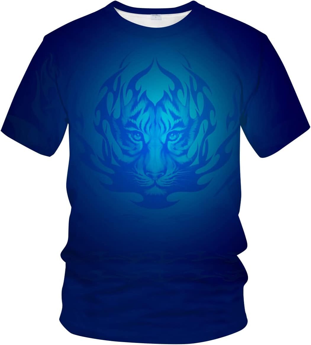 Mens T shirt Tiger Men's Cool T-Shirt Novelty Animal Print Trend Short Sleeve Shirt tee Casual tops summer clothes Fashionable and breathable