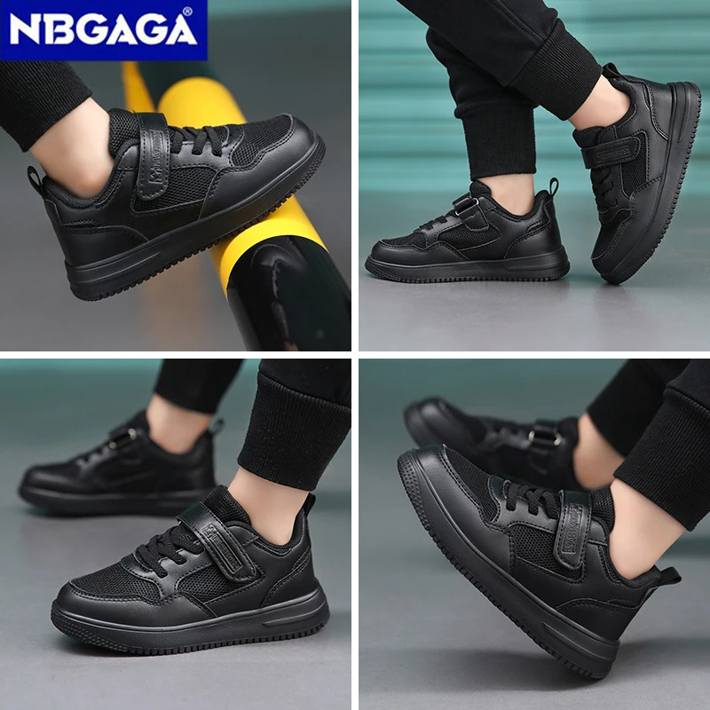 Children Sneaker Boys Casual Shoes Black Leather Flat Student Walking Nonslip Girl Lightweight Sports Tennis Footwear 241018