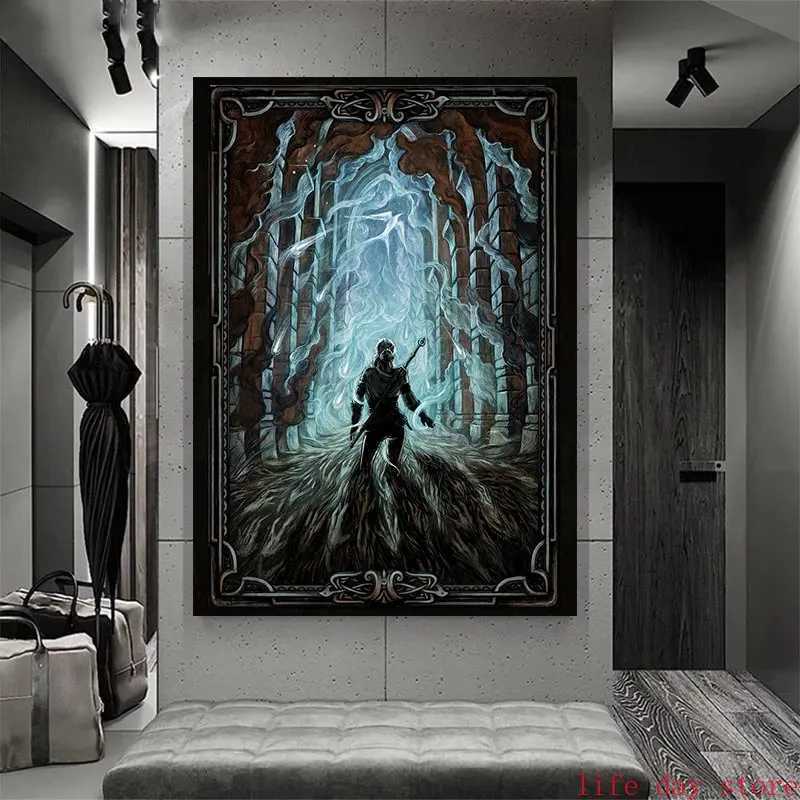 Game Art Geralt Poster Forest Canvas Painting Witcher Dungeon Horizon Zero Dawn Print Game Knight Living Room Wall Decor PictureXJ241016