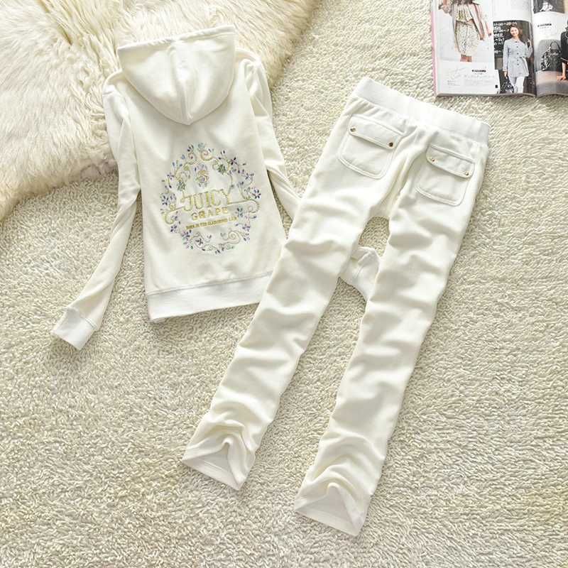 Women's Two Piece Pants Velvet Tracksuit Women Suit Hooded Sweatshirt 2PC 3D Embroidered Crystal Thr-dimensional Pattern Sweatshirt Womens Casual