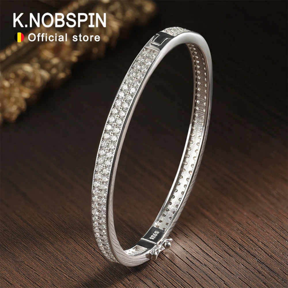 KNOBSPIN D VVS1 Bracelet Womens All Diamond Elegant Classic Solid 925 Pure Silver Jewelry Accessories 241007