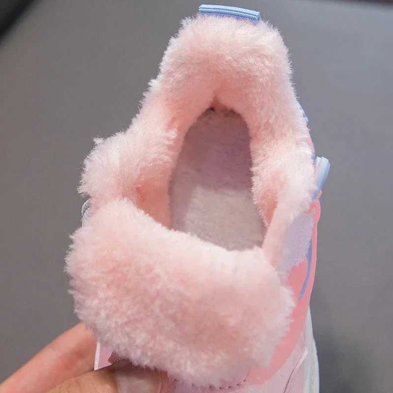 Athletic Outdoor Winter childrens sports shoes girls sports shoes plush warm childrens sports tennis shoes girls cotton casual sports shoes running sh