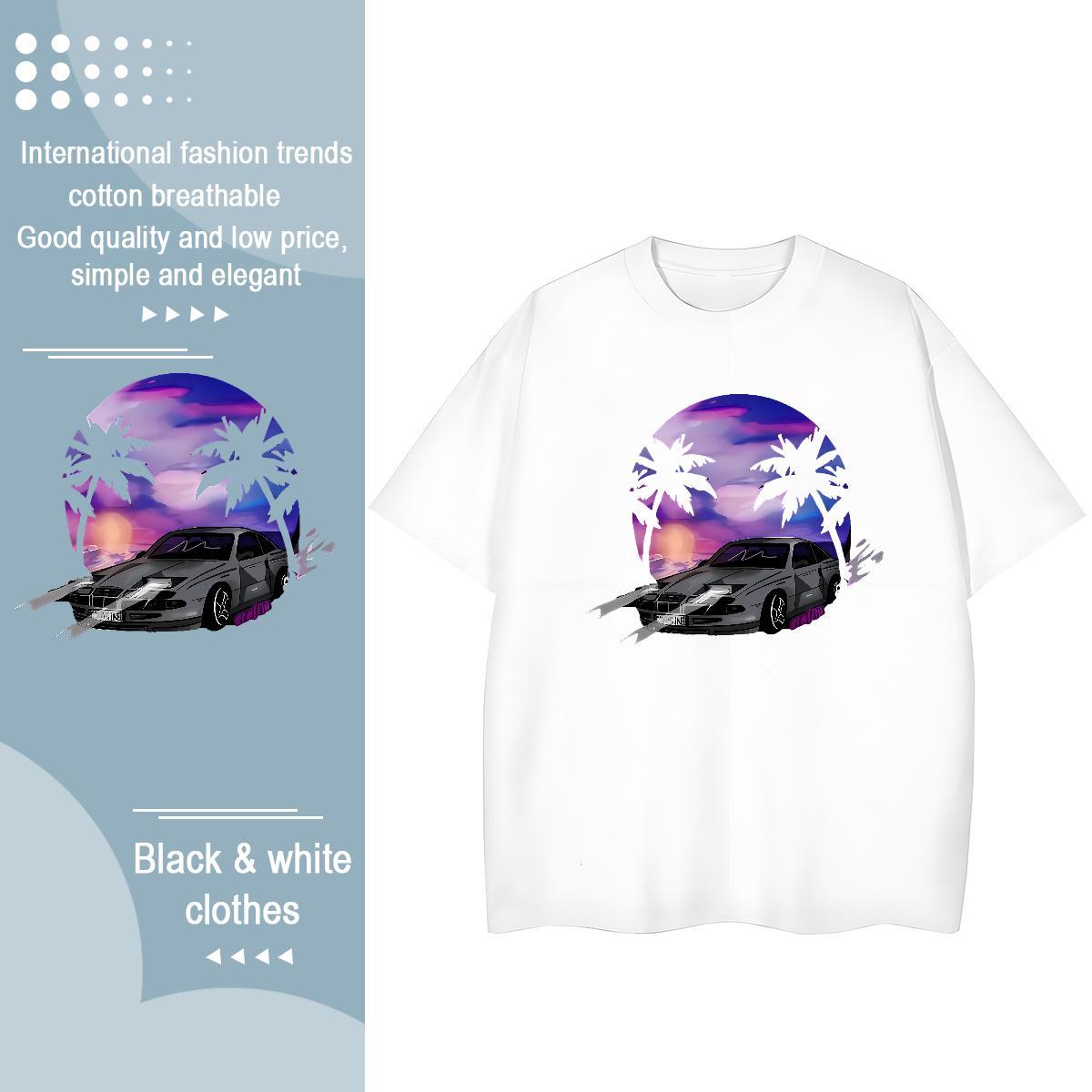 2024 DIY Women T Shirts 230g 100% Cotton Breathable Short Sleeve Street Casual car Woman Tshirt Soft Skull Tees Shirts