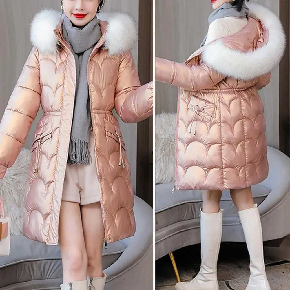 New Winter Jacket Parkas Women Glossy Down Cotton Jacket Hooded Parka Warm Female Cotton Padded Jacket Casual OutwearX241019