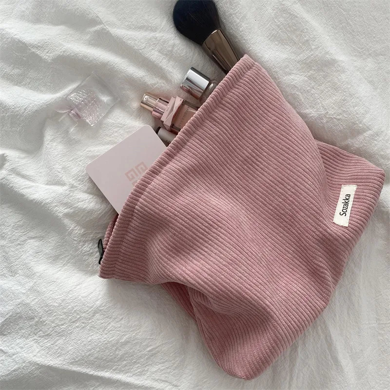 Corduroy Women Cosmetic Bag Cotton Cloth Makeup Pouch Hand Travel Lipstick Organizer Cases Fashion Zipper Clutch Phone Purse 241019 zhanyishengli