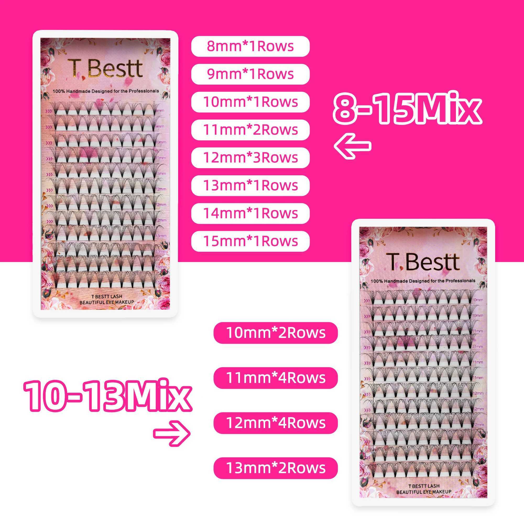 Tbestt Silk Short Stem Premade Volume Fans 8D 10D Soft Matte Russian Volume Lashes Fans Cashmere Individual Lash ExtensionsXJ241019