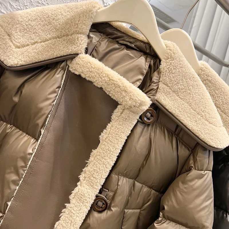 Parkas Womens Down Korean Style Lambswool Warm Jacket Long Sleve Cotton Jacket Fashionable And Elegant Womens Winter Jacket Basic Jacket Womens Jacke 