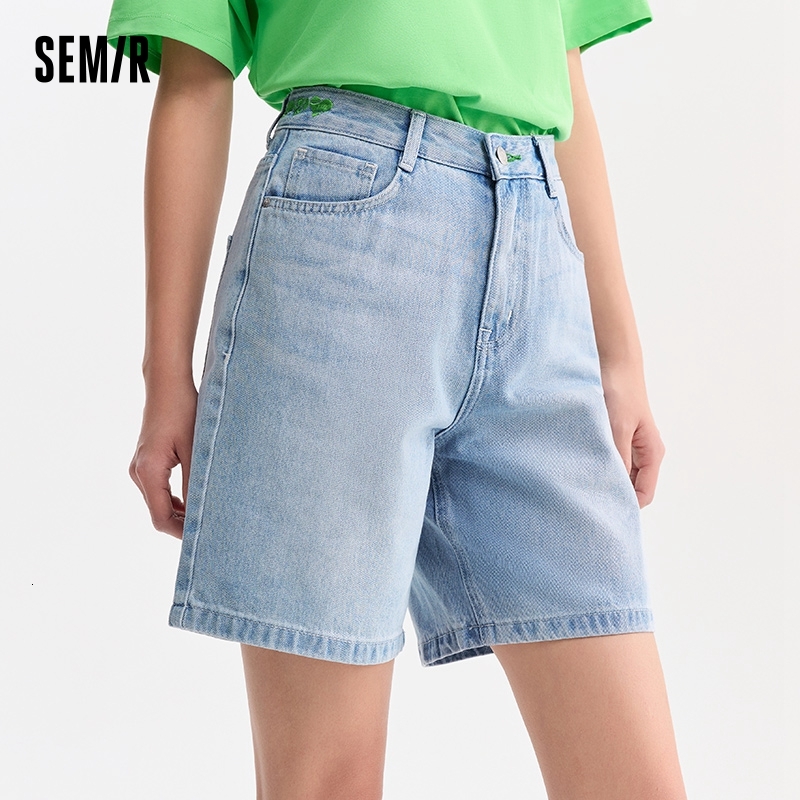 Semir Jeans Women Straight Trousers Tide Cool Personality Fashion Trend Summer Ladies Embroidery Loose Shorts Street