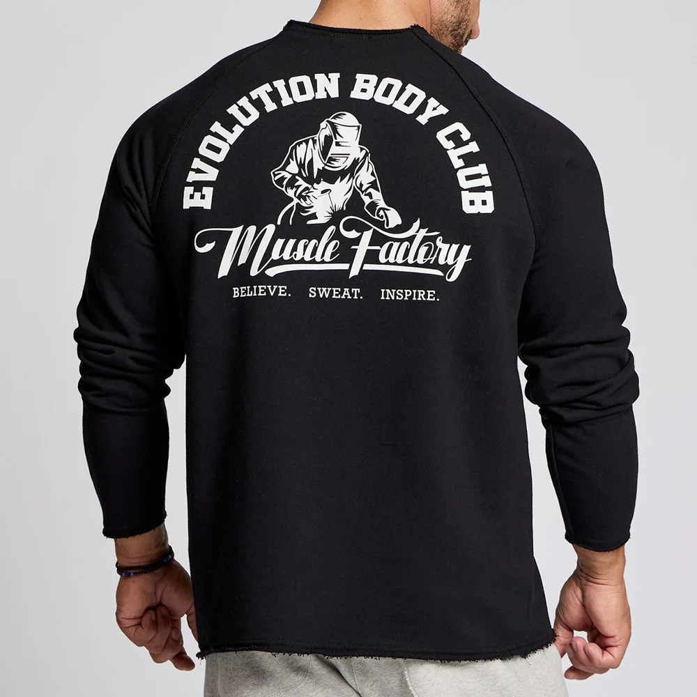 2025 Spring and Autumn Mens Muscle Sports Running Gym Long Sleeve T-shirt High Quality Casual Cotton Gym Exercise Top 241019
