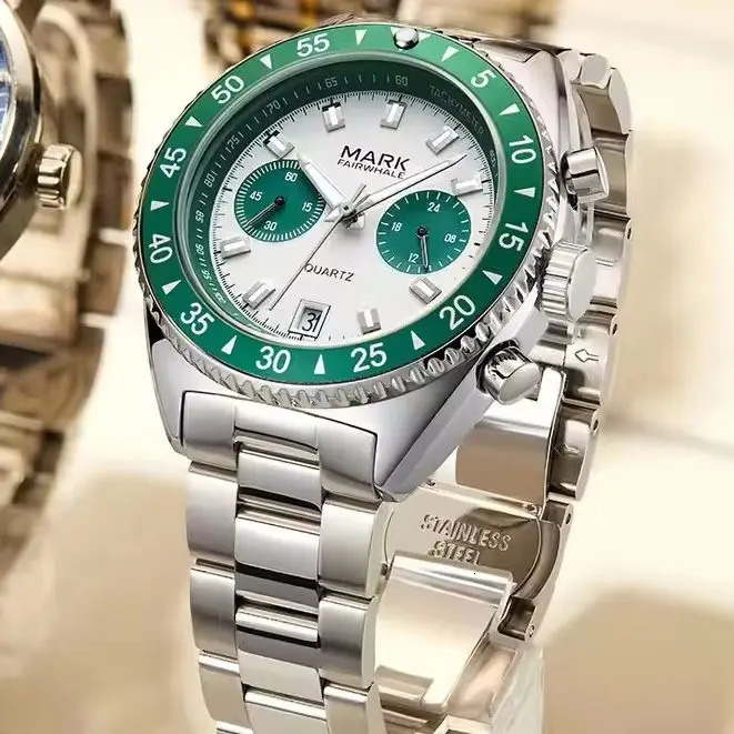 Trend Timing Mens Watch Blue Steel Fashion Business Double Eyed Hand 241009