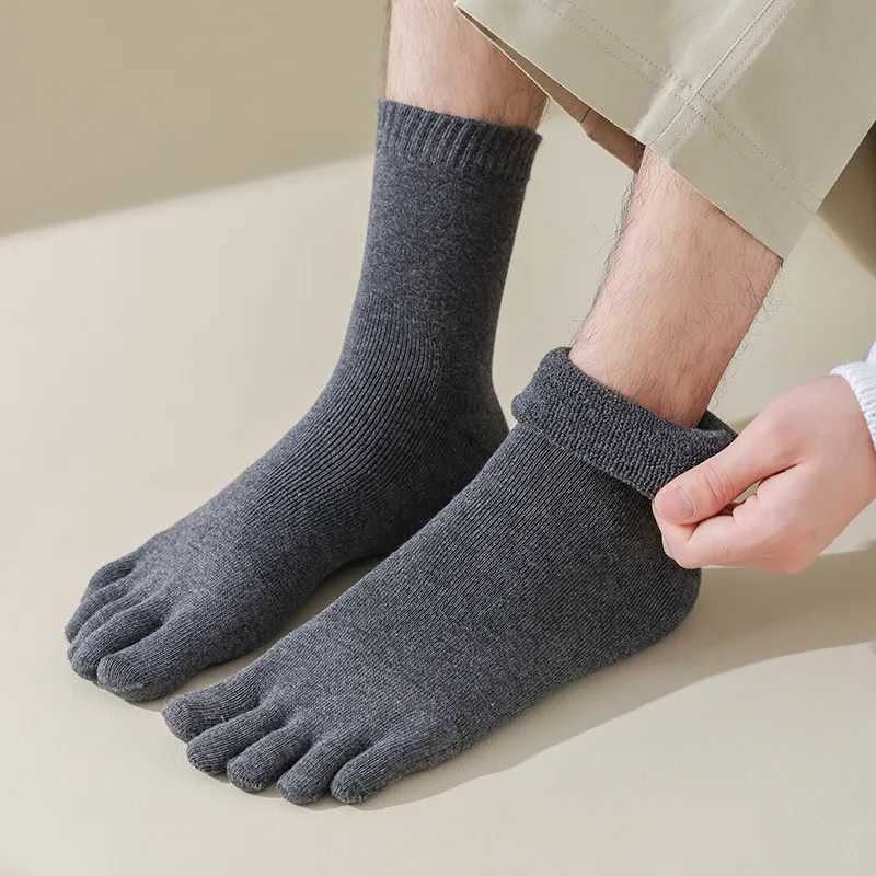 Five Finger Socks Winter Thick Man Cotton Business Anti-Bacterial Keep Warm Floor Sleeping Terry Against Cold Snow Toe SocksXJ241019