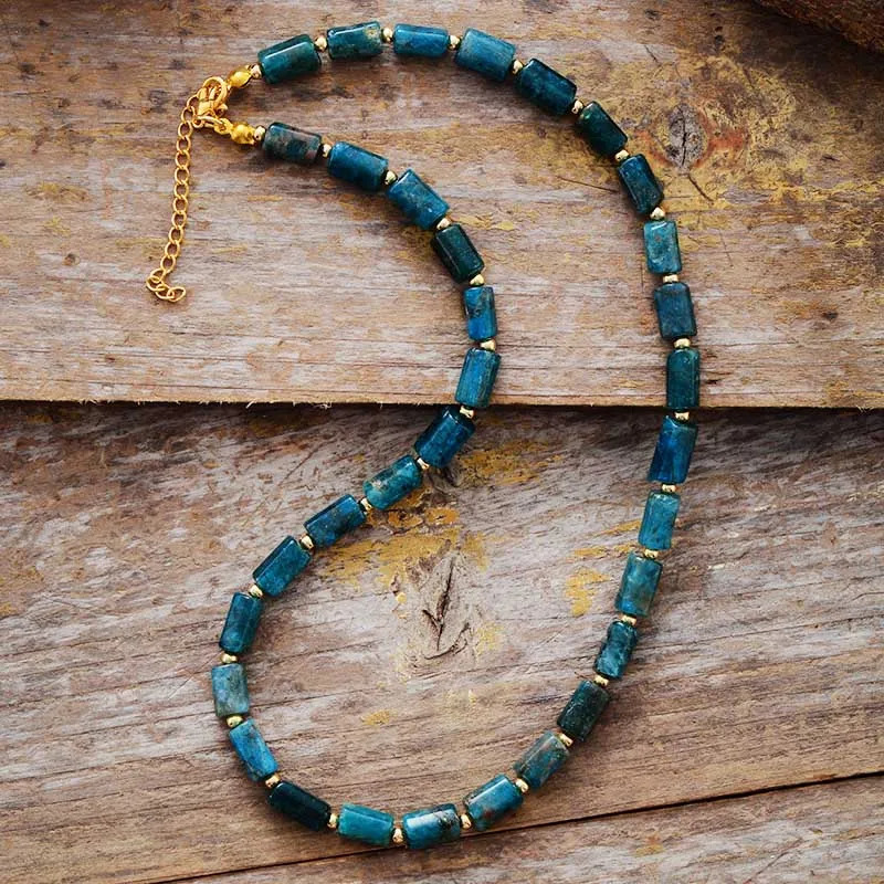High end natural stone Apatite Lariat necklace womens exquisite bead single-layer necklace Teengirl OL jewelry gift 241018