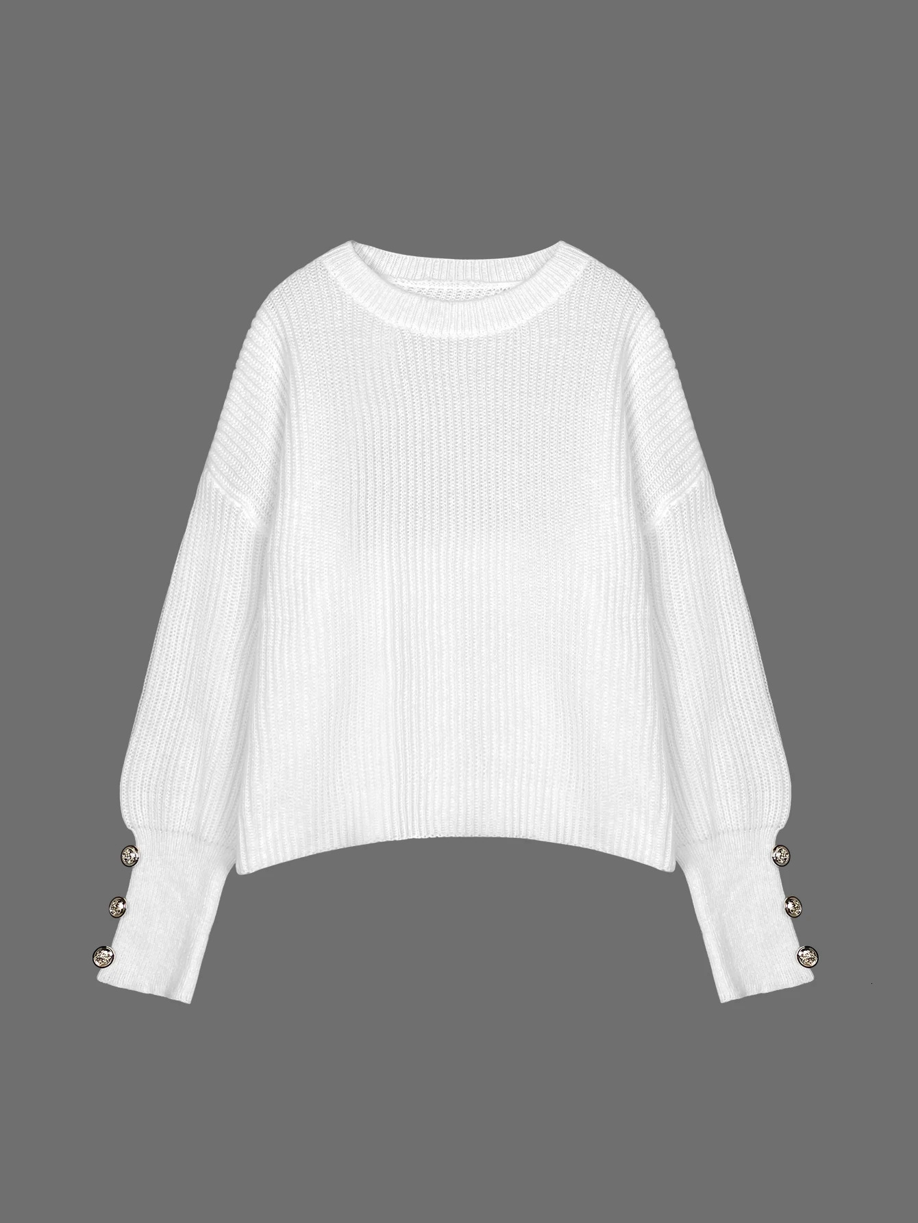 Button knit automatic and winter loose collar with European and American womens sweaters 241019