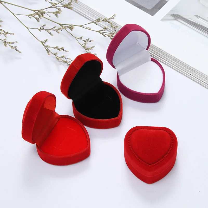 Colorful Corduroy heart-shaped jewelry box single ring/necklace box velvet jewelry box and packaging W241019
