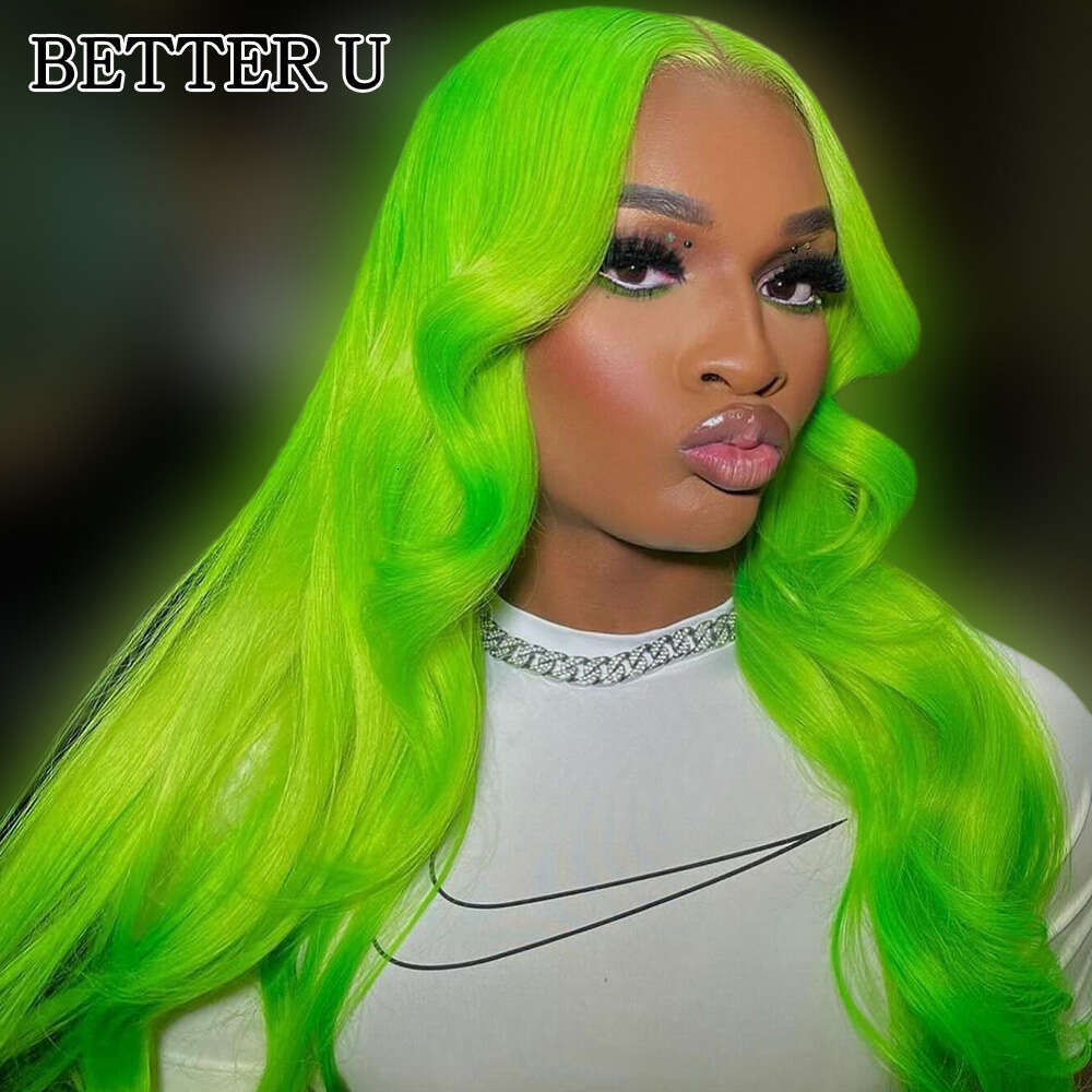 Green body wave 13*4 Brazilian splicing full forehead wig human hair 13*6 transparent lace