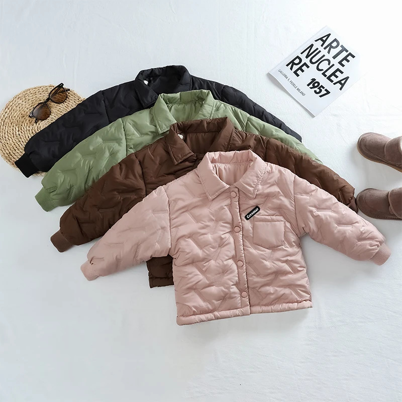 2024 Kids Boy Jacket Autumn Winter Warm Long sleeves Button Children Girl Windproof Coat Teen Students Cotton Clothes 241018