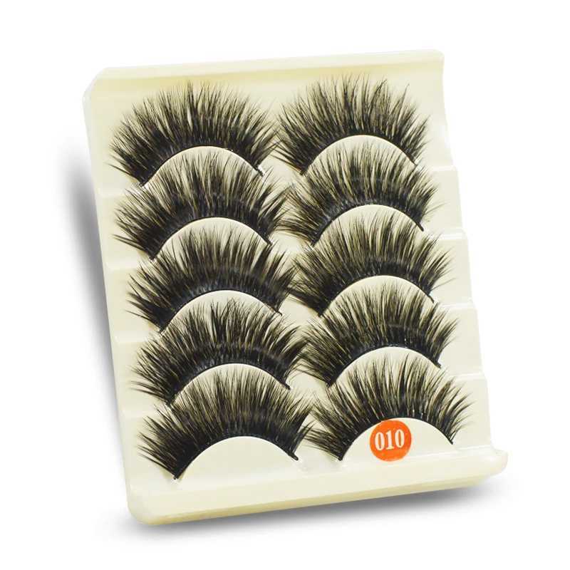 False EyeLashes 1 Box 5 Pairs Thick Black False Eyelashes Makeup Tips Natural Smoky Makeup Long Fake Eye Lashes 10XJ241019